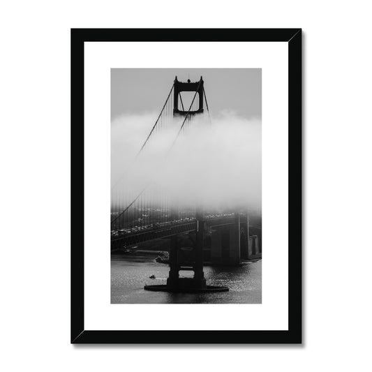 A bridge in a towel of fog Framed & Mounted Print