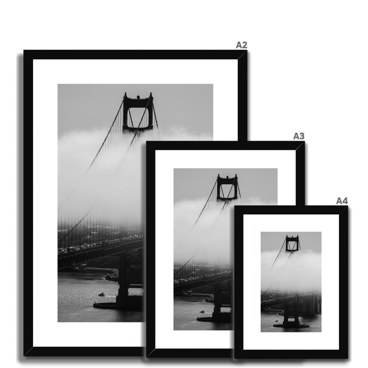 A bridge in a towel of fog Framed & Mounted Print